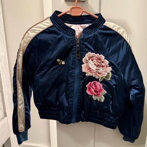 MonnaLisa Navy Jacket with Pink Floral Design